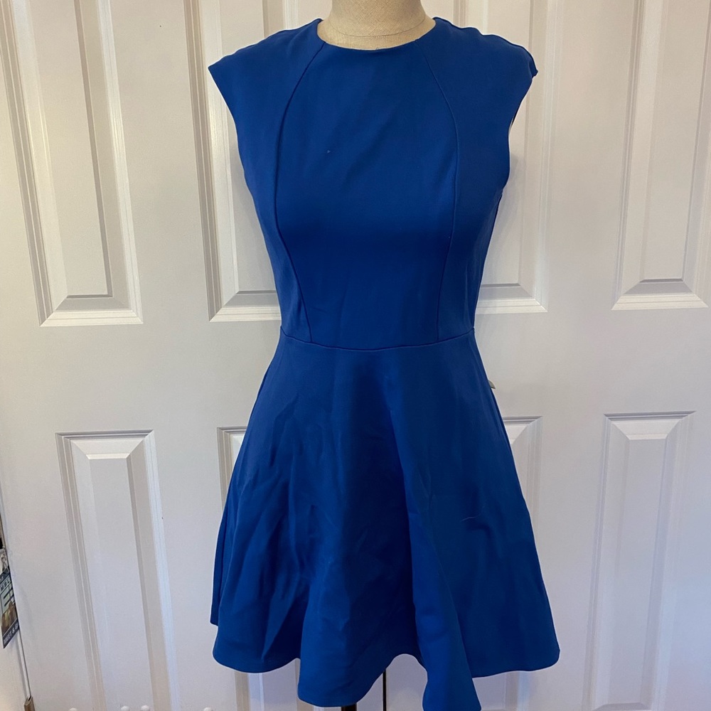Dramatic Open Back Blue Dress - Picture 3 of 4